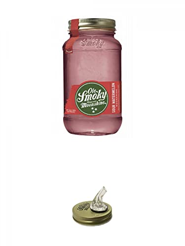 Ole Smoky Moonshine Sour Watermelon im 0,5 Liter Glas + Ole Smoky Ausgiesser von 1a Schiefer