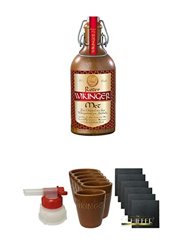 Original roter Wikinger Met im Tonkrug 0,5 Liter + Pumpe für Wikinger Met Kanister + Wikinger Met Tonbecher 6er Set - mittlere Größe + Schiefer Glasuntersetzer eckig 6 x ca. 9,5 cm Durchmesser Original roter Wikinger Met im Tonkrug 0,5 Liter + Pumpe für Wikinger Met Kanister + Wikinger Met Tonbecher 6er Set - mittlere Größe + Schiefer Glasuntersetzer eckig 6 x ca. 9,5 cm Durchmesser von 1a Schiefer