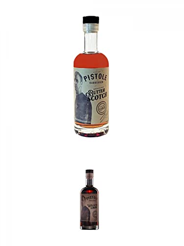 Pistole Butterscotch Likör 18% 0,5 Liter + Pistole Walnuss Likör 25% 0,5 Liter Pistole Butterscotch Likör 18% 0,5 Liter + Pistole Walnuss Likör 25% 0,5 Liter von 1a Schiefer