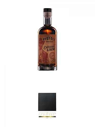 Pistole Espresso Likör 28% 0,5 Liter + Schiefer Glasuntersetzer eckig ca. 9,5 cm Durchmesser Pistole Espresso Likör 28% 0,5 Liter + Schiefer Glasuntersetzer eckig ca. 9,5 cm Durchmesser von 1a Schiefer