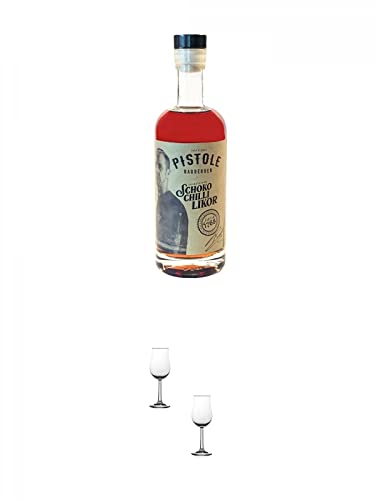 Pistole Schoko-Chili Likör 18% 0,5 Liter + Nosing Gläser Kelchglas Bugatti mit Eichstrich 2cl und 4cl - 2 Stück Pistole Schoko-Chili Likör 18% 0,5 Liter + Nosing Gläser Kelchglas Bugatti mit Eichstrich 2cl und 4cl - 2 Stück von 1a Schiefer