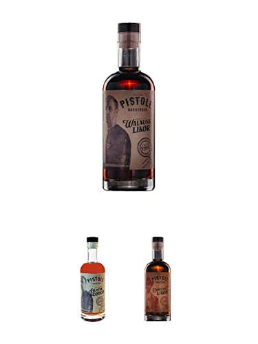 Pistole Walnuss Likör 25% 0,5 Liter + Pistole Butterscotch Likör 18% 0,5 Liter + Pistole Espresso Likör 28% 0,5 Liter Pistole Walnuss Likör 25% 0,5 Liter + Pistole Butterscotch Likör 18% 0,5 Liter + Pistole Espresso Likör 28% 0,5 Liter von 1a Schiefer