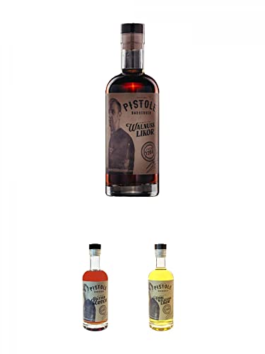 Pistole Walnuss Likör 25% 0,5 Liter + Pistole Butterscotch Likör 18% 0,5 Liter + Pistole Honig-Williams Likör 25% 0,5 Liter Pistole Walnuss Likör 25% 0,5 Liter + Pistole Butterscotch Likör 18% 0,5 Liter + Pistole Honig-Williams Likör 25% 0,5 Liter von 1a Schiefer