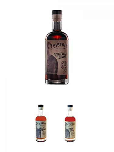 Pistole Walnuss Likör 25% 0,5 Liter + Pistole Butterscotch Likör 18% 0,5 Liter + Pistole Schoko-Chili Likör 18% 0,5 Liter Pistole Walnuss Likör 25% 0,5 Liter + Pistole Butterscotch Likör 18% 0,5 Liter + Pistole Schoko-Chili Likör 18% 0,5 Liter von 1a Schiefer