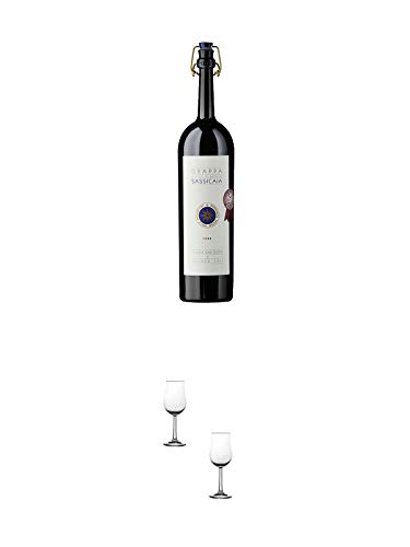 Poli Barili Di Sassicaia Grappa Italien 0,5 Liter + Nosing Gläser Kelchglas Bugatti mit Eichstrich 2cl und 4cl - 2 Stück von 1a Schiefer