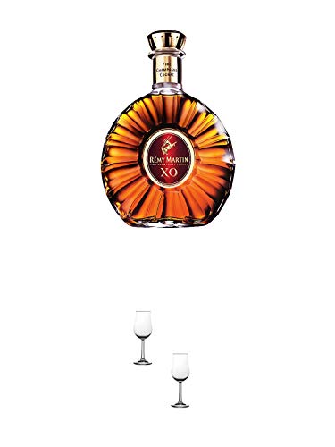 Remy Martin XO Cognac Frankreich 0,7 Liter + Nosing Gläser Kelchglas Bugatti mit Eichstrich 2cl und 4cl - 2 Stück von 1a Schiefer