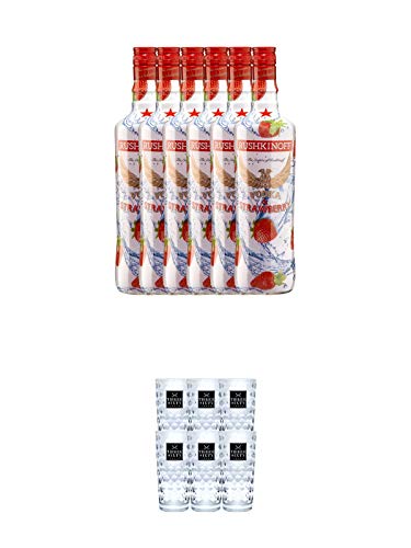 Rushkinoff Vodka & STRAWBERRY 6 x 1,0 Liter + Three Sixty Vodka Gläser 6er Karton Rushkinoff Vodka & STRAWBERRY 6 x 1,0 Liter + Three Sixty Vodka Gläser 6er Karton von 1a Schiefer