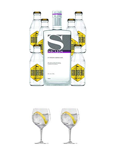 Sears Cutting Edge Gin 0,7 Liter + 6 x Goldberg Tonic Water 0,2 Liter + Ballon Bistro Cubata GIN Glas 1 Stück + Ballon Bistro Cubata GIN Glas 1 Stück von 1a Schiefer