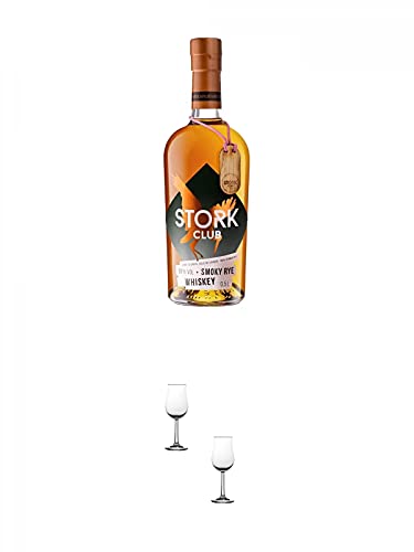 Stork Club SMOKY RYE 50% Whisky Deutschland 0,50 Liter + Nosing Gläser Kelchglas Bugatti mit Eichstrich 2cl und 4cl - 2 Stück von 1a Schiefer