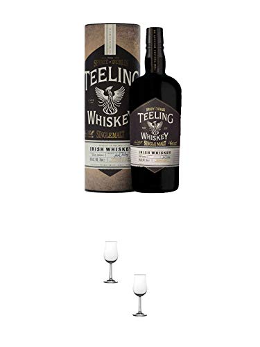 Teeling Single - MALT - 0,7 Liter + Nosing Gläser Kelchglas Bugatti mit Eichstrich 2cl und 4cl - 2 Stück von 1a Schiefer