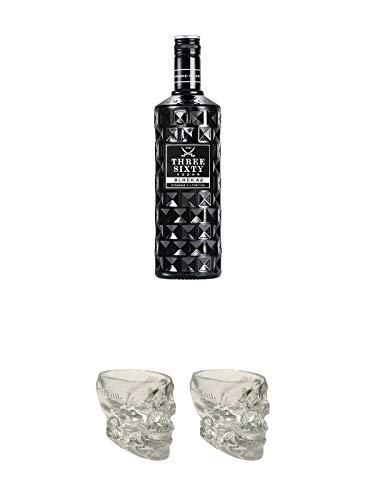 Three Sixty Black 42 Vodka 1,0 Liter + Crystal Head Totenkopf aus Glas 1 Stück 29 ml + Crystal Head Totenkopf aus Glas 1 Stück 29 ml von 1a Schiefer