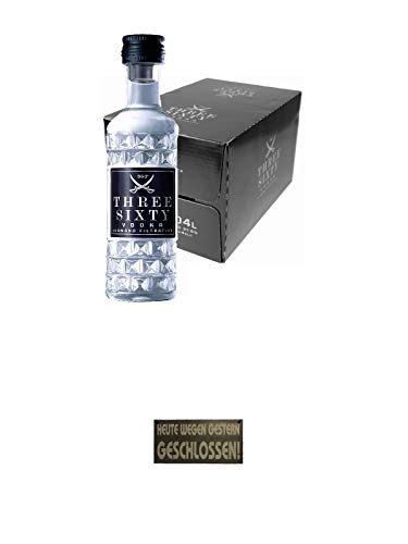 Three Sixty Vodka 24 x 4 cl Miniaturen + Schieferschild HEUTE WEGEN GESTERN GESCHLOSSEN mit Lederband und Lochung 20 x 40 cm Three Sixty Vodka 24 x 4 cl Miniaturen + Schieferschild HEUTE WEGEN GESTERN GESCHLOSSEN mit Lederband und Lochung 20 x 40 cm von 1a Schiefer