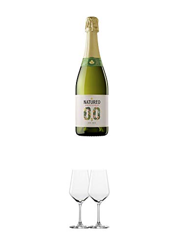 Torres Miguel NATUREO SPUMANTE Sparkling Semi-Seco Alkoholfrei 0,75 Liter + Rotweinglas Stölzle - 3770001 2 Stück von 1a Schiefer