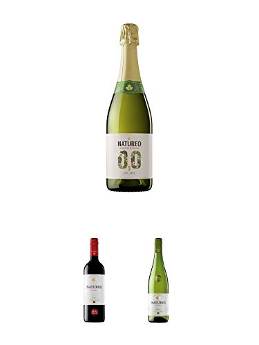 Torres Miguel NATUREO SPUMANTE Sparkling Semi-Seco Alkoholfrei 0,75 Liter + Torres Miguel NATUREO Alkoholfrei ROT Wein 0,75 Liter + Torres Miguel NATUREO Alkoholfrei WEISS Wein 0,75 Liter von 1a Schiefer