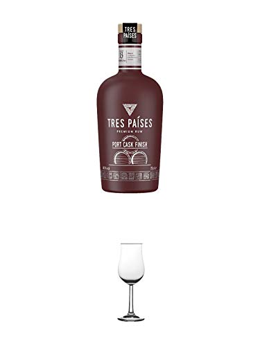 Tres Paises PORT CASK Finish 0,7 Liter + Nosing Gläser Kelchglas Bugatti mit Eichstrich 2cl und 4cl 1 Stück von 1a Schiefer