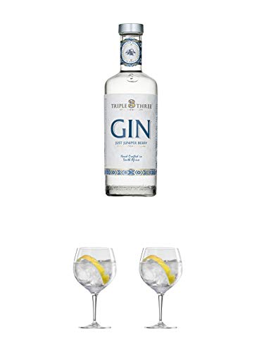 Triple Three GIN Just Juniper (100% Wacholder) 0,5 Liter + Ballon Bistro Cubata GIN Glas 1 Stück + Ballon Bistro Cubata GIN Glas 1 Stück von 1a Schiefer