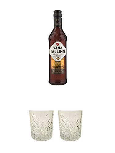 Vana Tallinn Likör 40% estnischer Rumlikör 0,5 Liter + Rum Glas 1 Stück + Rum Glas 1 Stück von 1a Schiefer