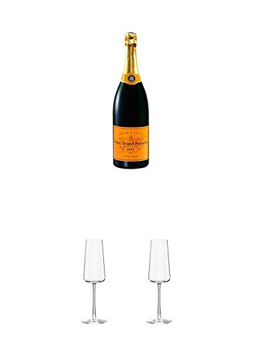 Veuve Clicquot Brut Champagner Frankreich 0,75 Liter + Stölzle Power Champagnerkelch 1 Stück - 1590029 + Stölzle Power Champagnerkelch 1 Stück - 1590029 von 1a Schiefer