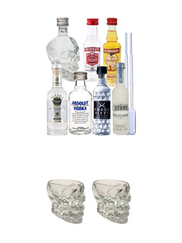 Vodka Probierset Crystal Head Totenkopf aus Glas 2 Stück 29 ml von 1a Schiefer