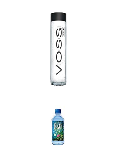 Voss Artesian SPARKLING Gletscher Wasser in Glasflasche 0,8 Liter + Fiji Wasser von den Fiji-Inseln 1 x 1,0 Liter von 1a Schiefer
