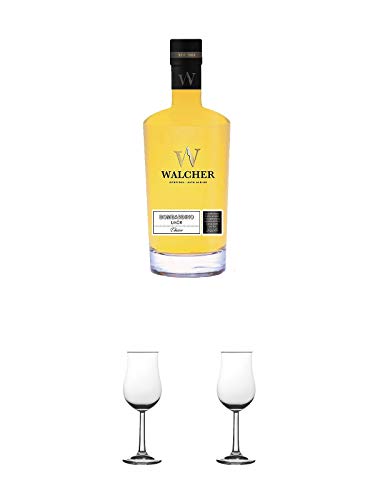 Walcher Bombardino Ei Rum-Likör 17% 0,7 Liter + Nosing Gläser Kelchglas Bugatti mit Eichstrich 2cl und 4cl 1 Stück + Nosing Gläser Kelchglas Bugatti mit Eichstrich 2cl und 4cl 1 Stück von 1a Schiefer