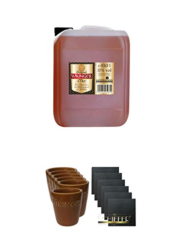 Wikinger Met Behn 10 Liter Kanister Honigwein + Wikinger Met Tonbecher 6er Set - mittlere Größe + Schiefer Glasuntersetzer eckig 6 x ca. 9,5 cm Durchmesser Wikinger Met Behn 10 Liter Kanister Honigwein + Wikinger Met Tonbecher 6er Set - mittlere Größe + Schiefer Glasuntersetzer eckig 6 x ca. 9,5 cm Durchmesser von 1a Schiefer