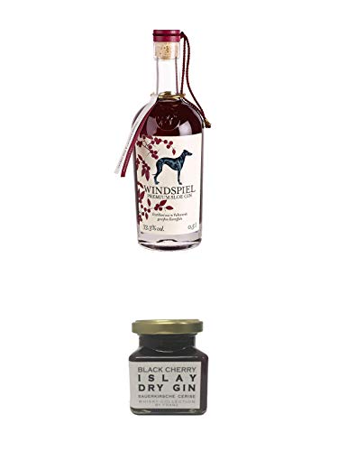 Windspiel - Sloe 33,3% - Gin Deutschland 0,5 Liter + Islay Dry Gin Black Cherry Sauerkirsche Marmelade 150 Gramm von 1a Schiefer