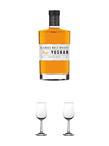 Yushan Blended Malt Whisky Taiwan 0,7 Liter + Nosing Gläser Kelchglas Bugatti mit Eichstrich 2cl und 4cl 1 Stück + Nosing Gläser Kelchglas Bugatti mit Eichstrich 2cl und 4cl 1 Stück von 1a Schiefer