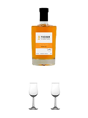 Yushan Bourbon Cask Single Malt Whisky Taiwan 0,7 Liter + Nosing Gläser Kelchglas Bugatti mit Eichstrich 2cl und 4cl 1 Stück + Nosing Gläser Kelchglas Bugatti mit Eichstrich 2cl und 4cl 1 Stück von 1a Schiefer