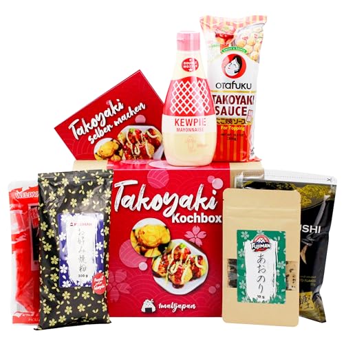 1mal1japan Takoyaki Kochset für japanische Oktopusbällchen (für 8 Portionen, 6-teiliges DIY Takoyaki Box, inkl. Anleitung), Geschenkidee (Takoyaki Kochbox) von 1mal1japan
