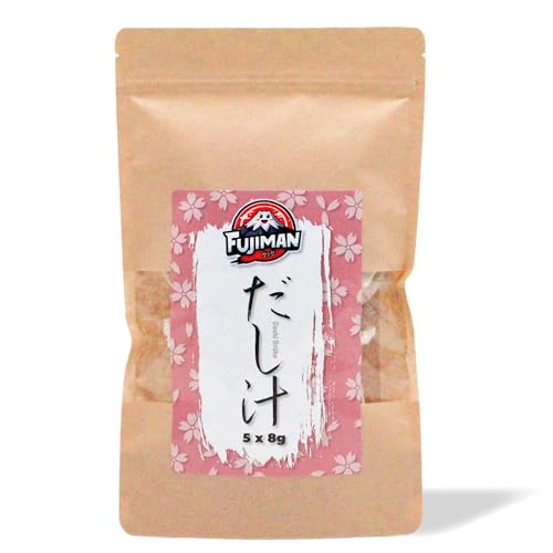 FUJIMAN Dashi Brühe Beutel, küchenfertig | Dashi Paket aus Shiitake & Kombu - japanische Würzbrühe| vegan, glutenfrei, laktosefrei, ohne Geschmacksverstärker (5 x 8 g) von 1mal1japan