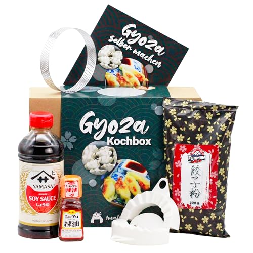 Gyoza Kochset für japanische Teigtaschen (für 20 Dumplings, 6-teilige DIY Gyoza Box, inkl. Anleitung), Geschenkidee von 1mal1japan