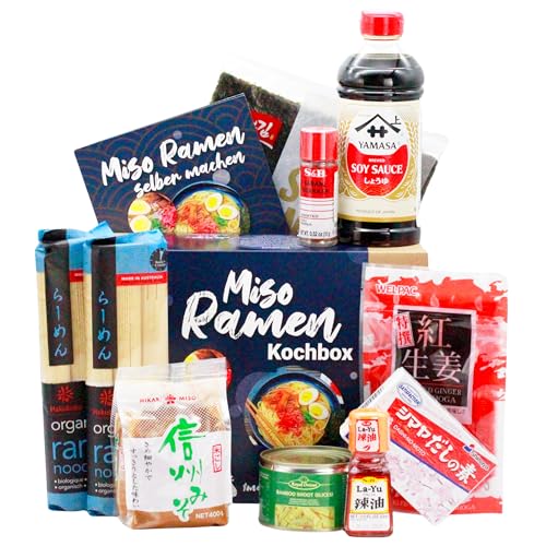 Miso Ramen Kochset für japanische Nudelsuppe (für 6 Portionen, 10-teilige DIY Ramen Box, inkl. Anleitung), Geschenkidee von 1mal1japan