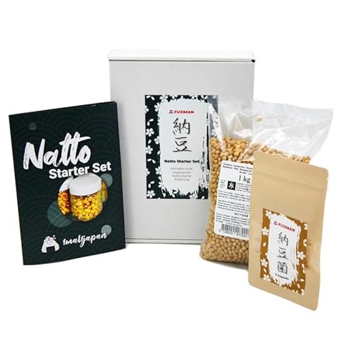 Natto Starter Set – für 21 Portionen fermentierte Sojabohnen, 2-teilige DIY Box für Natto selber machen, inkl. Rezept | vegan | Nattokinase | für Makrobiotik Fans von 1mal1japan