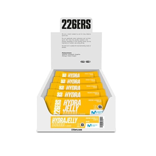 226ERS – Hydrajelly, Gelatine-Textur-Energiegel, 30 x 40 g, basierend auf Glukose und Fruktose, sofortige Energie, Muskelregeneration, Natriumbeitrag, bessere Assimilation und Verdauung, Banane 226ERS – Hydrajelly, Gelatine-Textur-Energiegel, 30 x 40 g, basierend auf Glukose und Fruktose, sofortige Energie, Muskelregeneration, Natriumbeitrag, bessere Assimilation und Verdauung, Banane von 226ERS