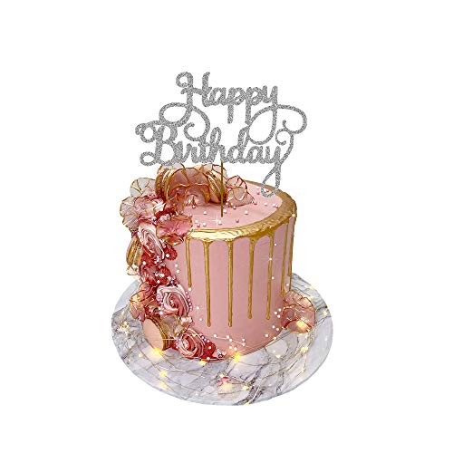Happy Birthday Kuchendekoration, 300 g/m², Glitzerkarte, glitzernde Dekoration, Party, 17,8 x 14 cm Happy Birthday Kuchendekoration, 300 g/m², Glitzerkarte, glitzernde Dekoration, Party, 17,8 x 14 cm von 3 LITTLE DESSERTS