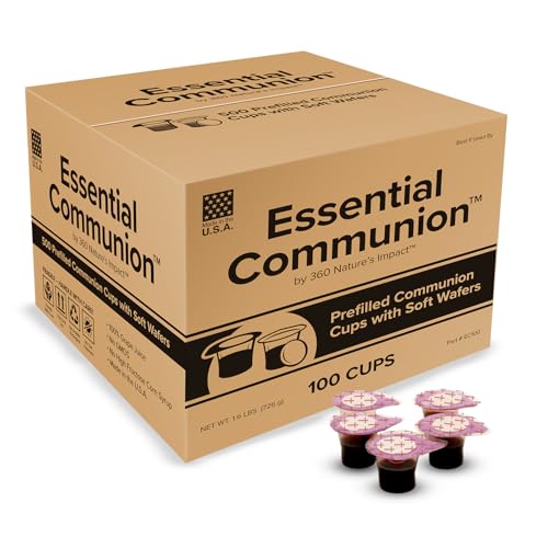Vorgefüllte Kommunionsbecher und Waffeln Set für die Heilige Eucharistie in Krankenhäusern, Sommercamps & mehr, Box mit 100 Stück, hergestellt mit Concord Traubensaft & Waffel Vorgefüllte Kommunionsbecher und Waffeln Set für die Heilige Eucharistie in Krankenhäusern, Sommercamps & mehr, Box mit 100 Stück, hergestellt mit Concord Traubensaft & Waffel von 360 Nature's Impact
