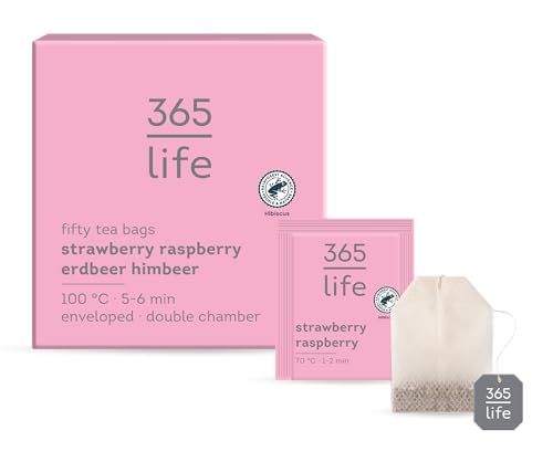 365 Life | 50er Beutel Früchtetee | Aromatischer Früchtetee mit Geschmack von Erdbeeren und Himbeeren. Enthält 2g pro Teebeutel | 460035 von 365 life