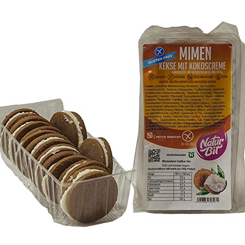 MIMEN glutenfreie Kakao Kekse mit Kokos Creme Füllung 15% | Cookies vegan - laktosefrei - glutenfrei - handgemacht | Süßigkeit für nahrhaft abwechslungsreiche Lunchbox oder als gesunder Pausensnack von 365forlife