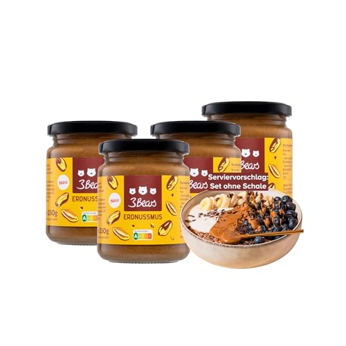 3Bears Erdnussmus, 100% geröstete Nüsse, glutenfrei und vegan, cremig und intensiv im Geschmack, 4 x 250 g 3Bears Erdnussmus, 100% geröstete Nüsse, glutenfrei und vegan, cremig und intensiv im Geschmack, 4 x 250 g von 3Bears