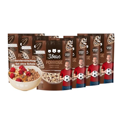 3Bears Porridge Schoko I 6x400g vegane Porridge Portionsbeutel mit Vollkorn-Haferflocken I Schoko Porridge ohne Zucker & nach eigenem Rezept I auch als Oatmeal, Frühstücksbrei oder Overnight Oats von 3Bears