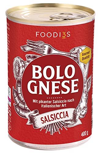 3FOODIES Bolognese Salsiccia | Nudelsauce mit pikanter Salsiccia nach italienischer Art | Mit Peperoncini & schwarzem Pfeffer, 400g von 3FOODIES