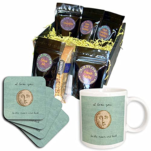 3dRose Kaffee-Geschenkkorb, I Love You To The Moon And Back", inspirierend, mehrfarbig von 3dRose