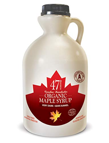47° North Kanadischer Bio Ahornsirup Very Dark, 1L, Single Source, Grade A, glutenfrei, vegan, organic Maple Syrup, kräftiger Geschmack für Pancakes & mehr von 47° North