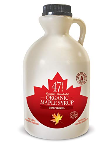 47° North Kanadischer Bio Ahornsirup Dark Robust, 1L, Single Source, Grade A, glutenfrei, vegan, organic Maple Syrup, kräftiger Geschmack für Pancakes & mehr von 47° North