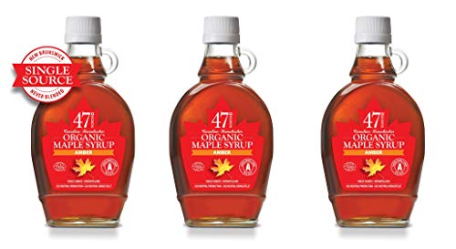 47° North Kanadischer Bio Ahornsirup Amber, 3x 250g Set, Single Source, Grade A, glutenfrei, vegan, organic Maple Syrup, kräftiger Geschmack für Pancakes & mehr von 47 North