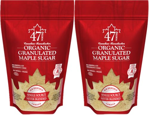 47° North Kanadischer Granulierter Bio Zucker 2er Set, 2x250g, Grade A, glutenfrei, vegan, organic, einzigartiger Geschmack für Pancakes & mehr von 47 North