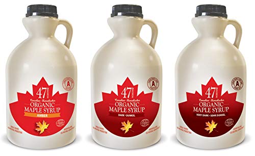 47° North Kanadischer Bio Ahornsirup 3er Set, 3x500ml Set, Single Source, Grade A, glutenfrei, vegan, organic Maple Syrup, einzigartiger Geschmack für Pancakes & mehr. von 47° North