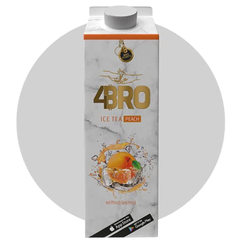 4BRO Ice Tea Pfirsich - Fruchtiger Eistee mit Pfirsich-Geschmack - Wiederverschließbare Kappe - 8 x 1l von 4BRO