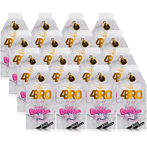 4BRO Ice Tea Bubble Gum - Einzigartiger Eistee mit Kaugummi-Geschmack - Wiederverschließbare Kappe - 16 x 500ml von 4BRO
